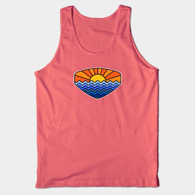 Sunset + Ocean Waves Tank Top by roboticaldad